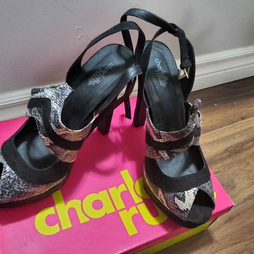 Black and snake heels